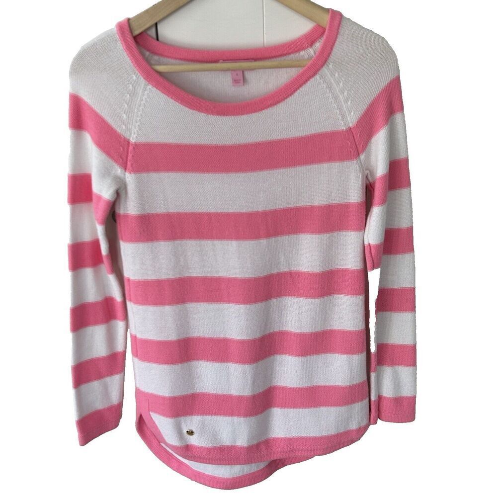 Lilly Pulitzer Paige Horizontal Stripe Sweater Size Small Pink White Tunic Beach - Picture 2 of 6